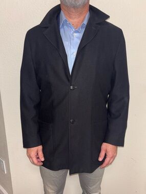 Ermenegildo Zegna Black Single-Breasted Wool Pea Coat